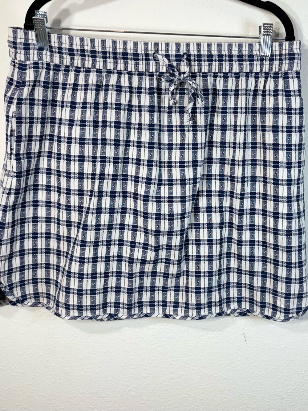Madewell Plaid Check Mini Skirt Elastic Drawstring Waist Curved-Hem XL